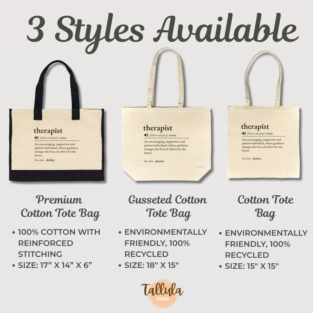 Personalized Therapist Definition Tote Bag - Counselor Gift
