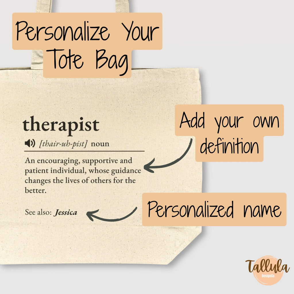 Personalized Therapist Definition Tote Bag - Counselor Gift