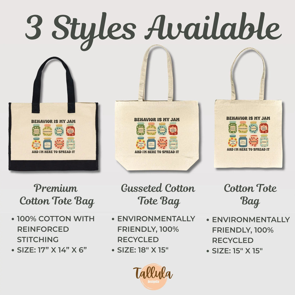 Behavior Analyst Tote Bag | “Behavior Is My Jam” Canvas Bag | ABA Gift