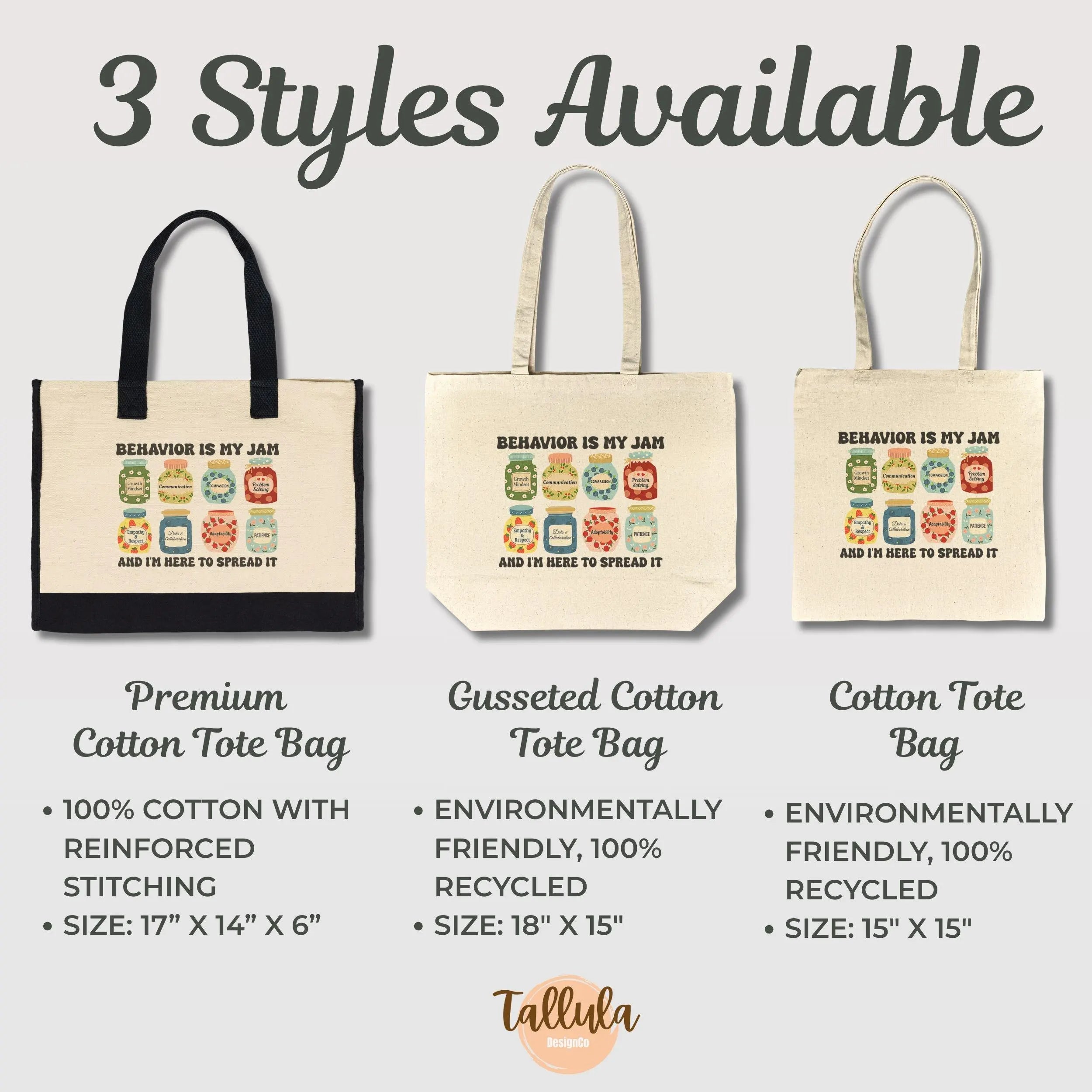 Behavior Analyst Tote Bag | “Behavior Is My Jam” Canvas Bag | ABA Gift