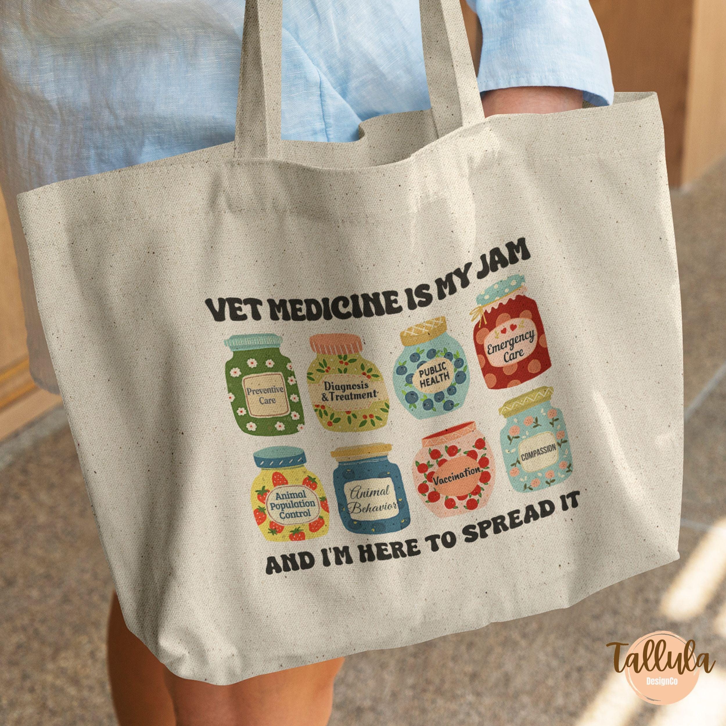 Vet Medicine is My Jam Tote Bag, Gift for Vet tech Veterinarian Doctor, DVM Veterinary Student