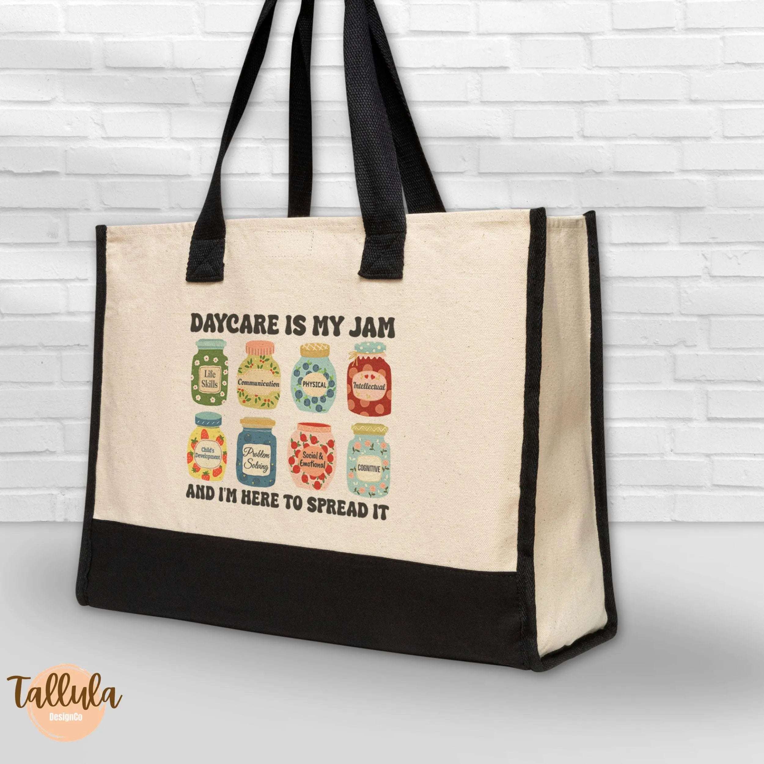 Daycare Teacher Tote Bag – “Daycare Is My Jam” – Childcare Teacher Team & Staff Gift
