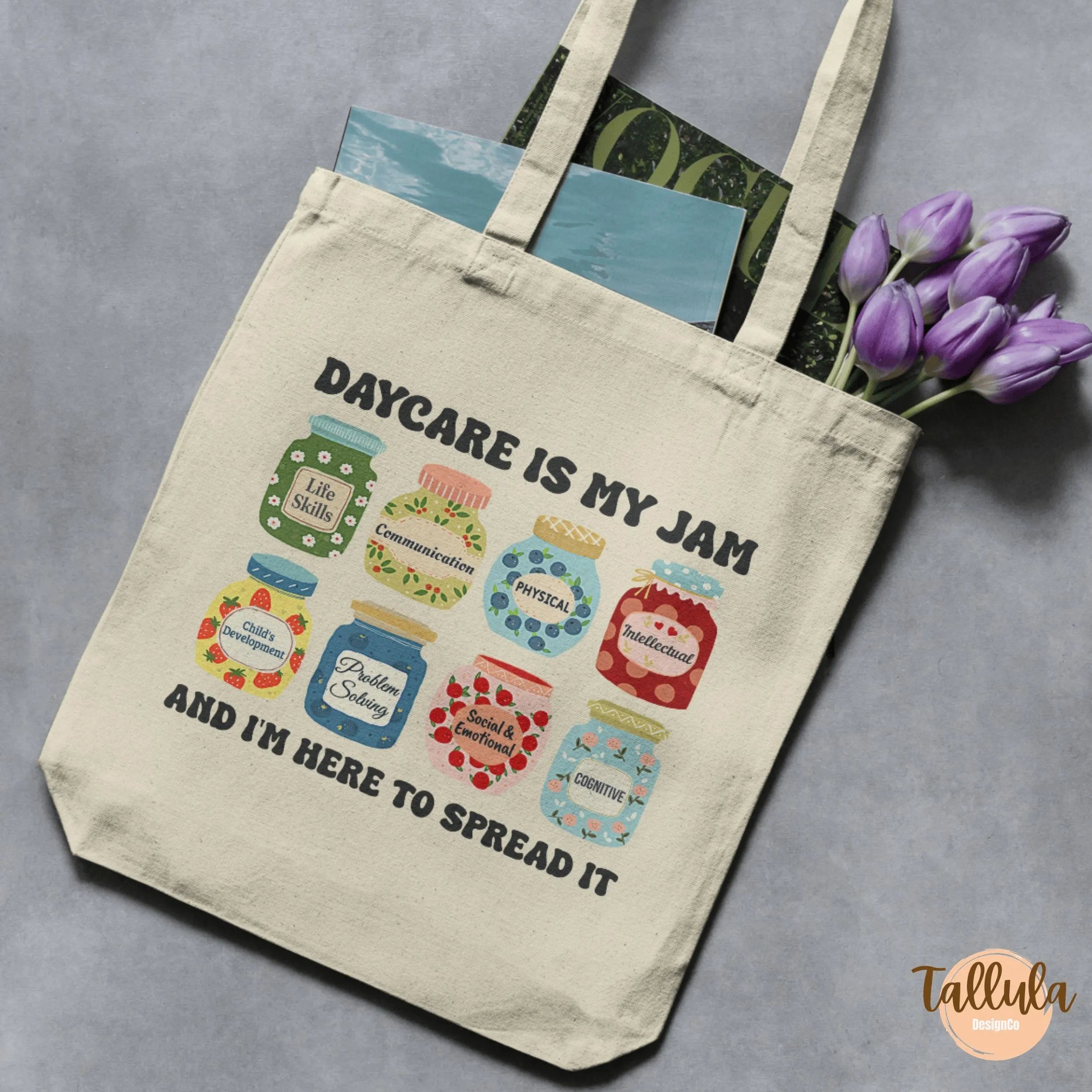 Daycare Teacher Tote Bag – “Daycare Is My Jam” – Childcare Teacher Team & Staff Gift
