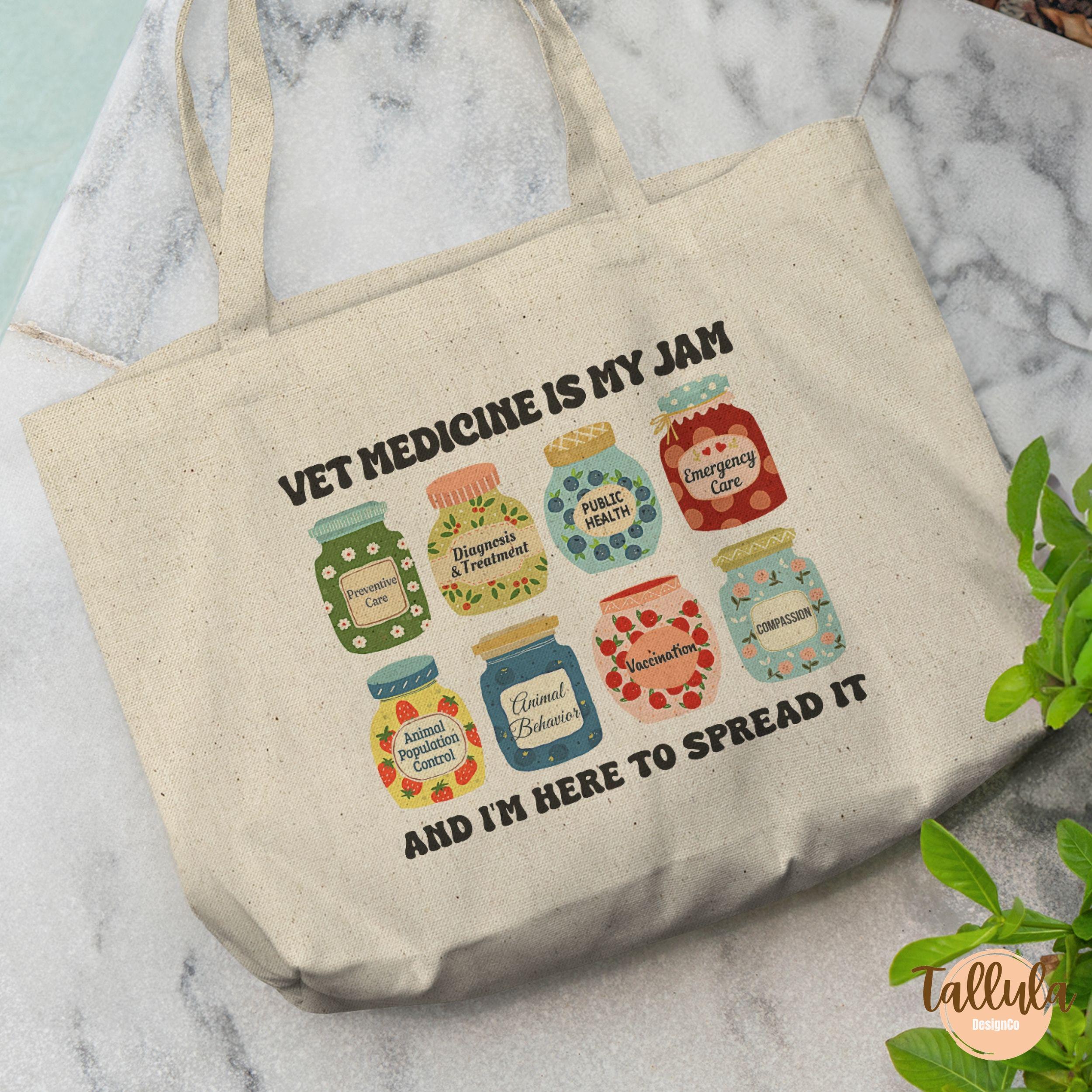 Vet Medicine is My Jam Tote Bag, Gift for Vet tech Veterinarian Doctor, DVM Veterinary Student