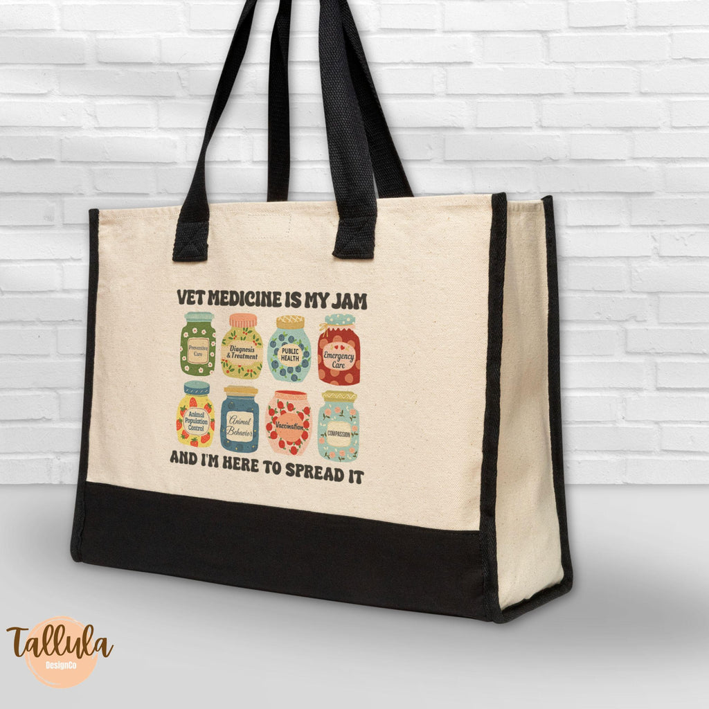 Vet Medicine is My Jam Tote Bag, Gift for Vet tech Veterinarian Doctor, DVM Veterinary Student