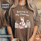 Comfort Colors Baking is My Therapy Shirt, Cute Funny Goose Baker Chef Graphic Tee