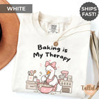 Comfort Colors Baking is My Therapy Shirt, Cute Funny Goose Baker Chef Graphic Tee